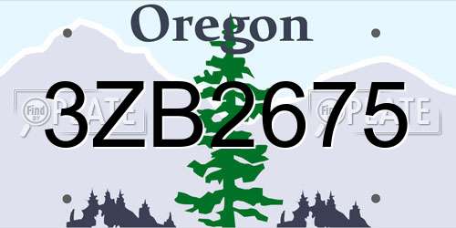 3ZB2675 Oregon License Plate