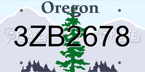 3ZB2678 Oregon License Plate