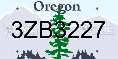 3ZB3227 Oregon License Plate