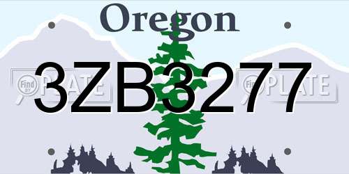 3ZB3277 Oregon License Plate