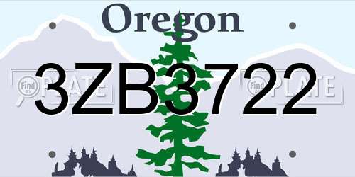3ZB3722 Oregon License Plate