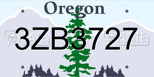 3ZB3727 Oregon License Plate