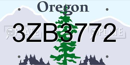 3ZB3772 Oregon License Plate
