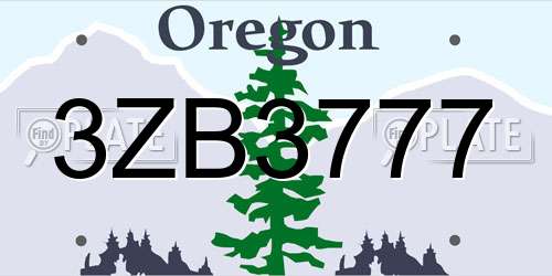 3ZB3777 Oregon License Plate