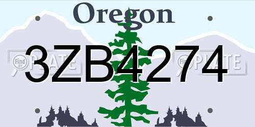 3ZB4274 Oregon License Plate