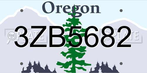 3ZB5682 Oregon License Plate