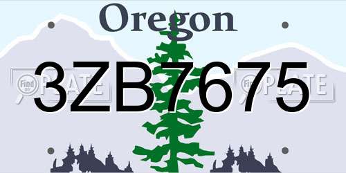 3ZB7675 Oregon License Plate