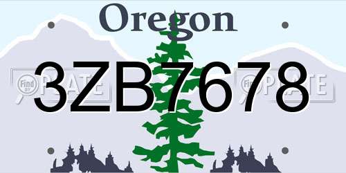3ZB7678 Oregon License Plate