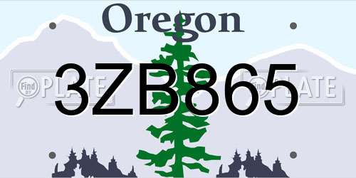 3ZB865 Oregon License Plate