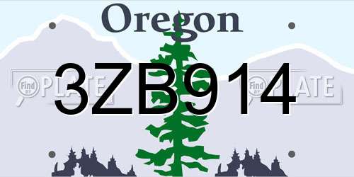 3ZB914 Oregon License Plate