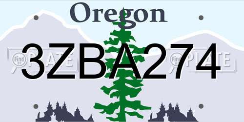 3ZBA274 Oregon License Plate
