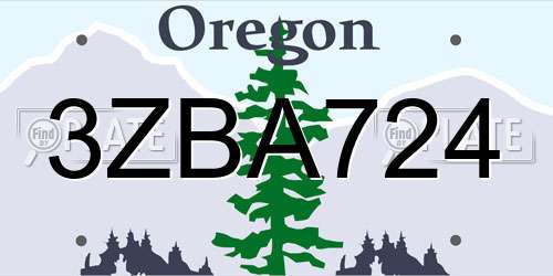 3ZBA724 Oregon License Plate