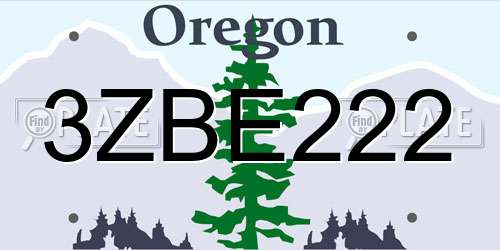 3ZBE222 Oregon License Plate
