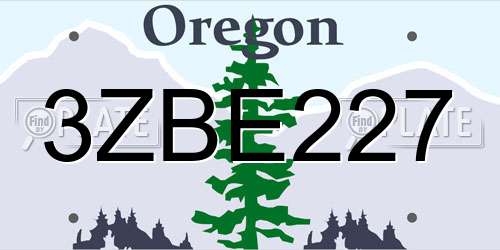 3ZBE227 Oregon License Plate
