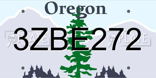 3ZBE272 Oregon License Plate