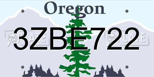 3ZBE722 Oregon License Plate