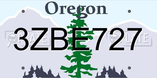 3ZBE727 Oregon License Plate