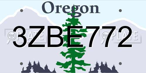 3ZBE772 Oregon License Plate