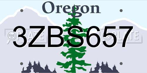3ZBS657 Oregon License Plate