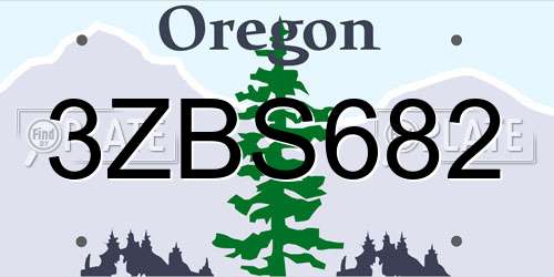 3ZBS682 Oregon License Plate