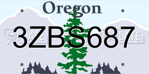 3ZBS687 Oregon License Plate