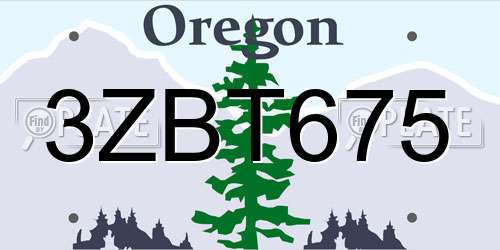 3ZBT675 Oregon License Plate