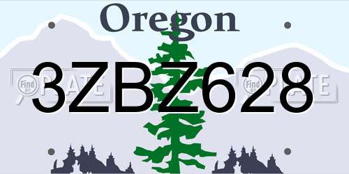 3ZBZ628 Oregon License Plate