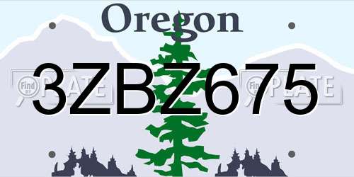 3ZBZ675 Oregon License Plate