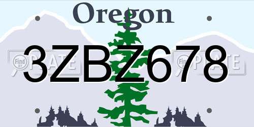 3ZBZ678 Oregon License Plate