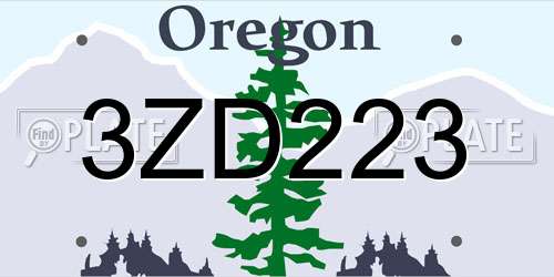3ZD223 Oregon License Plate