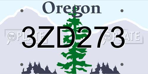 3ZD273 Oregon License Plate