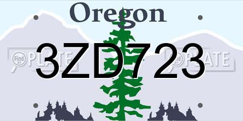 3ZD723 Oregon License Plate