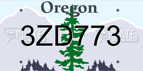 3ZD773 Oregon License Plate