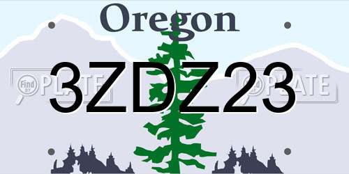 3ZDZ23 Oregon License Plate