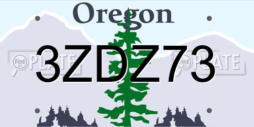 3ZDZ73 Oregon License Plate