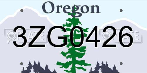 3ZG0426 Oregon License Plate