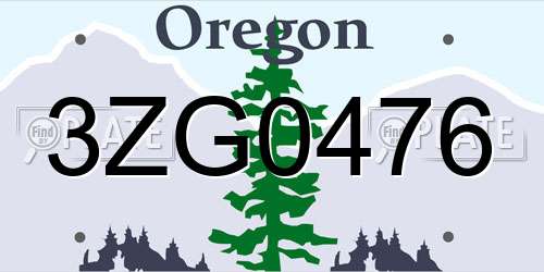 3ZG0476 Oregon License Plate