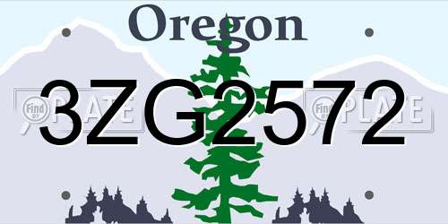 3ZG2572 Oregon License Plate