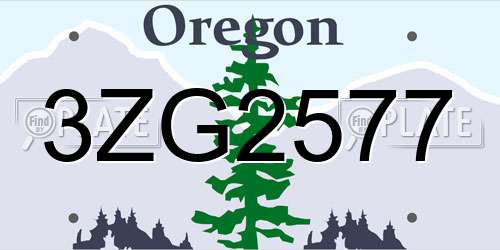 3ZG2577 Oregon License Plate