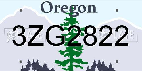 3ZG2822 Oregon License Plate