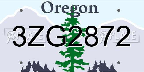 3ZG2872 Oregon License Plate