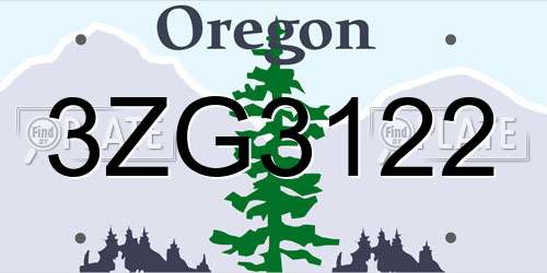 3ZG3122 Oregon License Plate