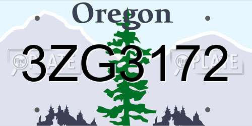 3ZG3172 Oregon License Plate