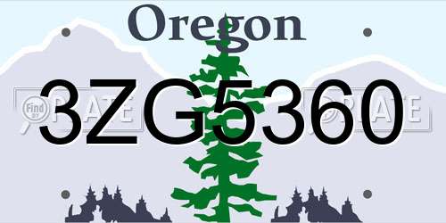 3ZG5360 Oregon License Plate
