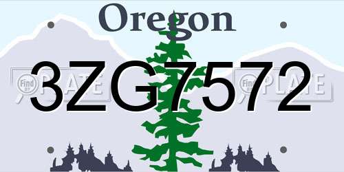 3ZG7572 Oregon License Plate