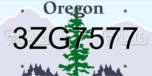 3ZG7577 Oregon License Plate