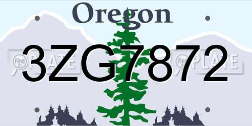 3ZG7872 Oregon License Plate