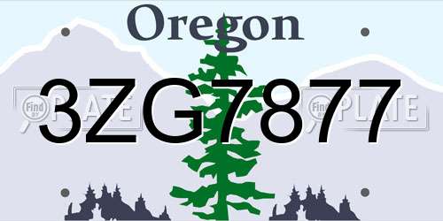 3ZG7877 Oregon License Plate