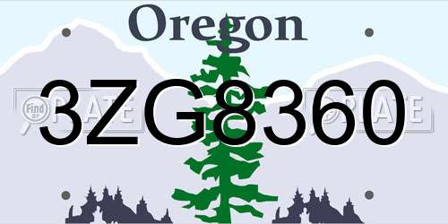 3ZG8360 Oregon License Plate