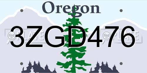 3ZGD476 Oregon License Plate